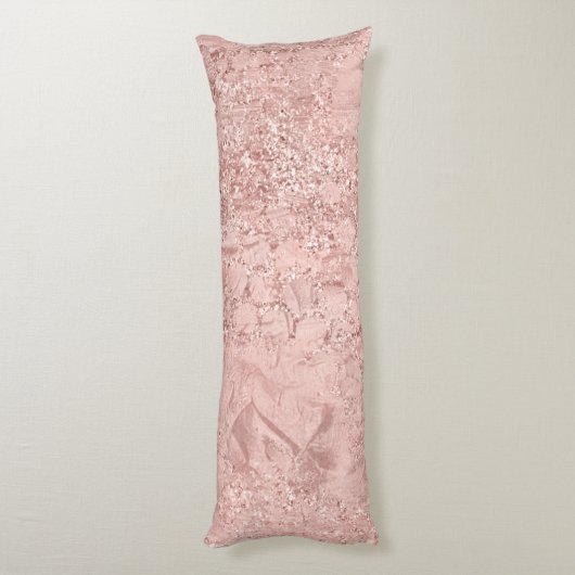 Roze Rose Gold Blush Glitter Glam Glas Metaal Lichaamskussen (Achterkant (Verticaal))