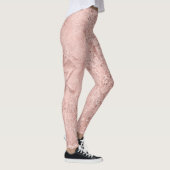 Roze Rose Gold Blush Glitter Shiny Glass Metallic Leggings (Rechts)