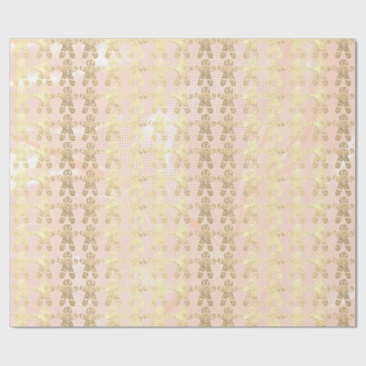 Roze Rose Gold Blush kerstgemberman Cadeaupapier (Vlak)