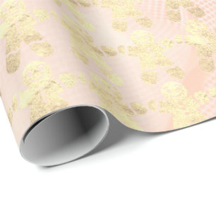 Roze Rose Gold Blush kerstgemberman Cadeaupapier