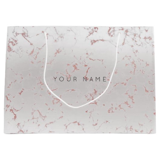 Roze Rose Gold Blush Marble Metallic Graft Grey Groot Cadeauzakje (Voorkant)