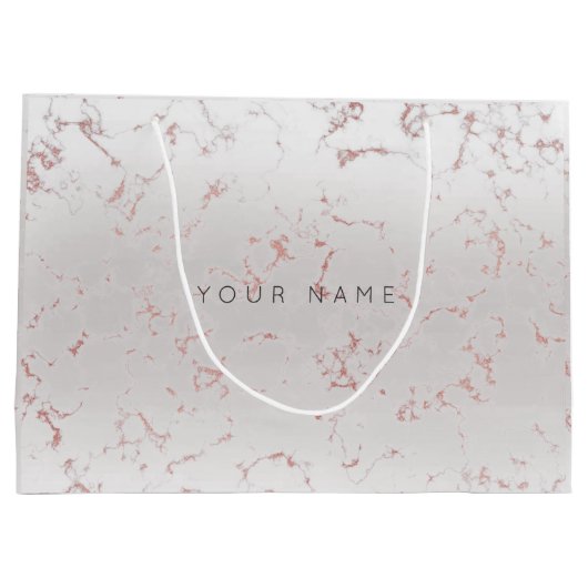 Roze Rose Gold Blush Marble Metallic Graft Grey Groot Cadeauzakje (Achterkant)