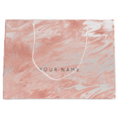 Roze Rose Gold Blush Marble Metallic Silver Large Cadeautasje (Voorkant)