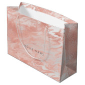 Roze Rose Gold Blush Marble Metallic Silver Large Cadeautasje (Achterkant Gekanteld)
