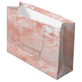 Roze Rose Gold Blush Marble Metallic Silver Large Cadeautasje (Voorkant Gekanteld)