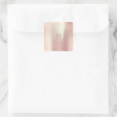 Roze Rose Gold Blush Metal Powder Minimale Monogra Vierkante Sticker (Tas)