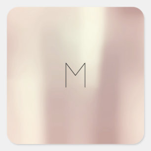 Roze Rose Gold Blush Metal Powder Minimale Monogra Vierkante Sticker