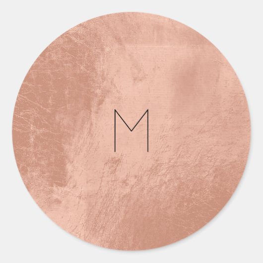 Roze Rose Gold Blush Metallic Copper Monogram Ronde Sticker (Voorkant)