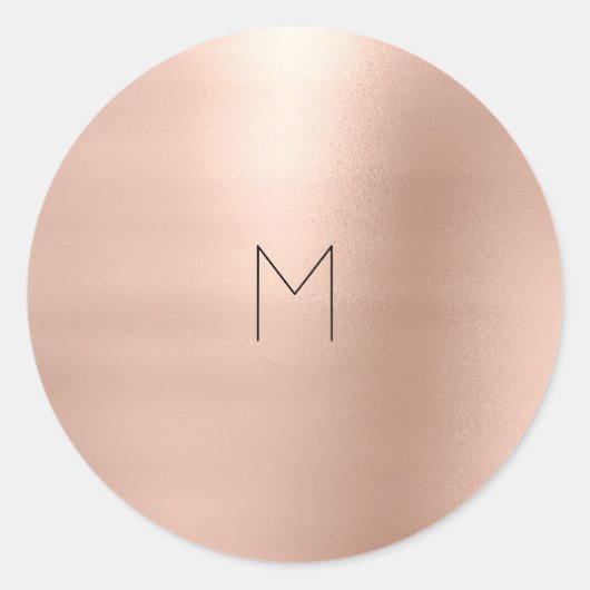 Roze Rose Gold Blush Metallic Minimale Monogram Ronde Sticker (Voorkant)