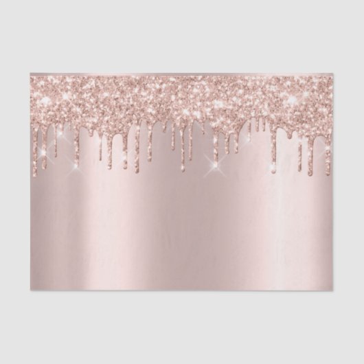 Roze Rose Gold Blush Metallic Spark Glitter Tissuepapier (Voorkant)
