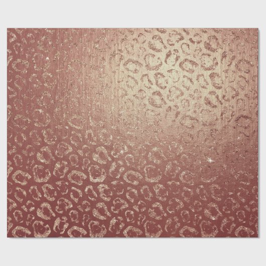 Roze Rose Gold Blush Peach Animal Skin Leopard Cadeaupapier (Vlak)