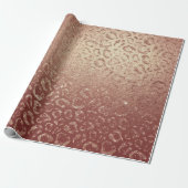 Roze Rose Gold Blush Peach Animal Skin Leopard Cadeaupapier (Uitgerold)