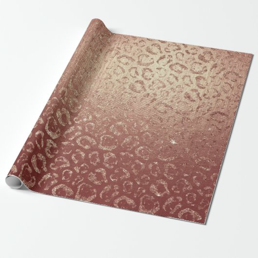 Roze Rose Gold Blush Peach Animal Skin Leopard Cadeaupapier (Uitgerold)