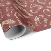 Roze Rose Gold Blush Peach Animal Skin Leopard Cadeaupapier (Rol Hoek)