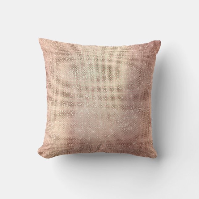 Roze Rose Gold Blush Sequin Sparkly Kussen (Voorkant)