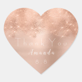 Roze Rose Gold Blush Weddenschap Bedankt Brida Hea Hart Sticker