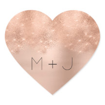 Roze Rose Gold Blush Weddenschap Monogram Hart