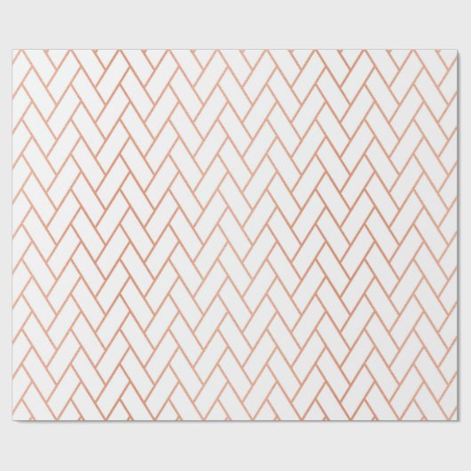 Roze Rose Gold Blush White Bricks Zig Zag Cadeaupapier (Vlak)