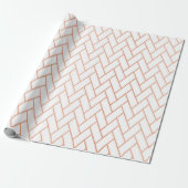Roze Rose Gold Blush White Bricks Zig Zag Cadeaupapier (Uitgerold)