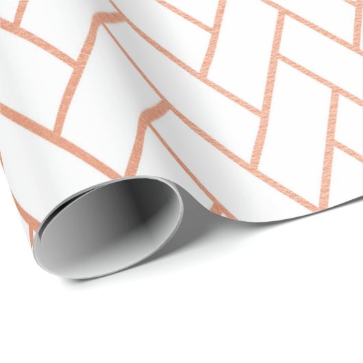 Roze Rose Gold Blush White Bricks Zig Zag Cadeaupapier (Rol Hoek)