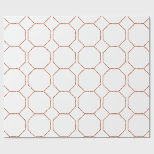 Roze Rose Gold Blush White Geometry Hexagon Cadeaupapier (Vlak)