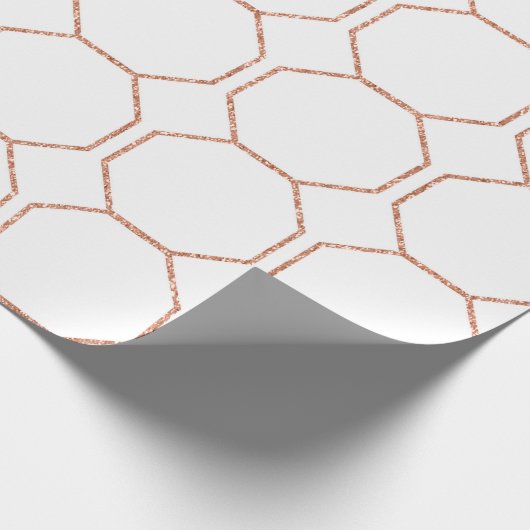 Roze Rose Gold Blush White Geometry Hexagon Cadeaupapier (Hoek)