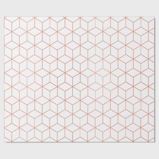 Roze Rose Gold Blush White Geometry Square 3D Cadeaupapier (Vlak)