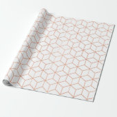 Roze Rose Gold Blush White Geometry Square 3D Cadeaupapier (Uitgerold)