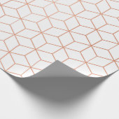 Roze Rose Gold Blush White Geometry Square 3D Cadeaupapier (Hoek)
