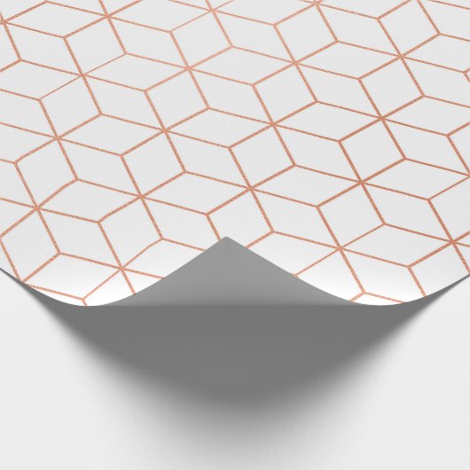Roze Rose Gold Blush White Geometry Square 3D Cadeaupapier (Hoek)