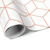 Roze Rose Gold Blush White Geometry Square 3D Cadeaupapier (Rol Hoek)