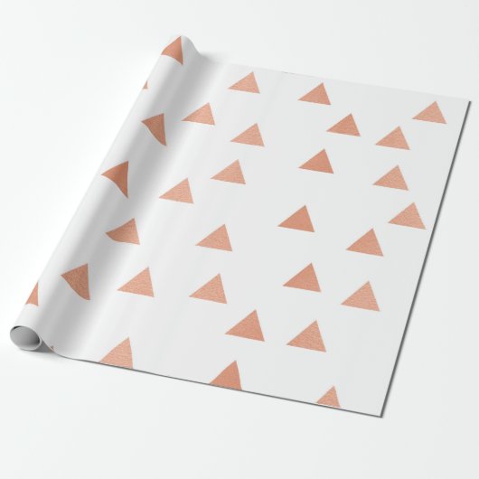 Roze Rose Gold Blush White Geometry Triangles VIP Cadeaupapier (Uitgerold)