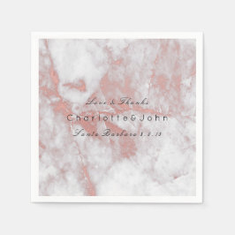 Roze Rose Gold Blush White Grey Marmer Party Servetten