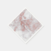 Roze Rose Gold Blush White Grey Marmer Party Servetten (Hoek)
