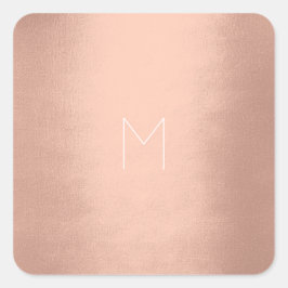 Roze Rose Gold Blush White Powder Minimale monogra Vierkante Sticker