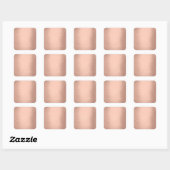 Roze Rose Gold Blush White Powder Minimale monogra Vierkante Sticker (Vel)