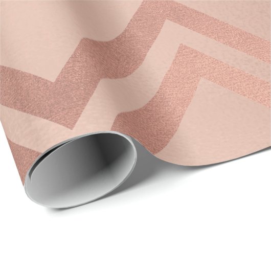 Roze Rose Gold Blush Zig Zag Chevron Stripes Cadeaupapier (Rol Hoek)