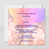 Roze Rose Gold Bokeh Navy Blauwe Bloemen Glitter Magnetische Uitnodiging (Voorkant)