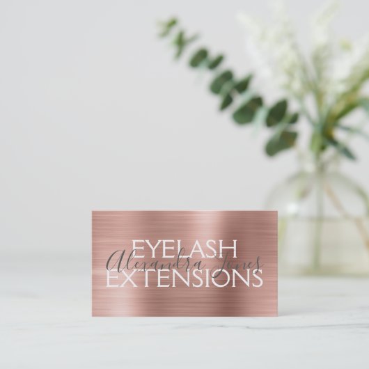Roze Rose Gold Borhed Metal Eyelash Extensions Visitekaartje (Staand voorkant)