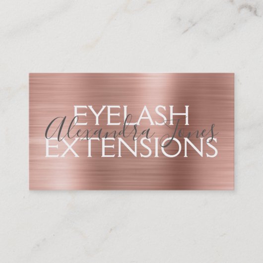 Roze Rose Gold Borhed Metal Eyelash Extensions Visitekaartje (Voorkant)