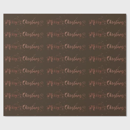 Roze Rose Gold Bronze Merry Kerstscript Cadeaupapier (Vlak)