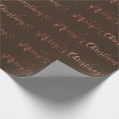 Roze Rose Gold Bronze Merry Kerstscript Cadeaupapier (Hoek)