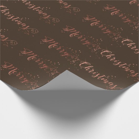 Roze Rose Gold Bronze Merry Kerstscript Cadeaupapier (Hoek)