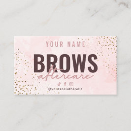 Roze Rose Gold Brows Aftercare Card Visitekaartje