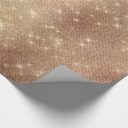 Roze Rose Gold Brush Sparkly Diamond Metallic Cadeaupapier (Hoek)