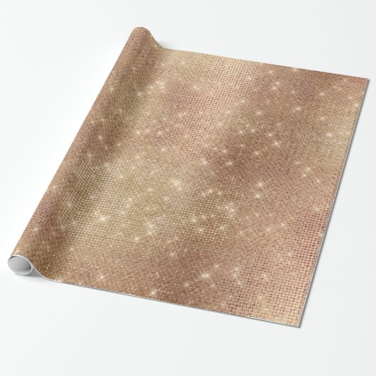 Roze Rose Gold Brush Sparkly Diamond Metallic Cadeaupapier (Uitgerold)