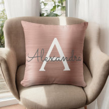 Roze Rose Gold Brushed Metal Monogram Name