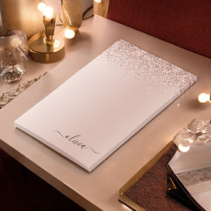 Roze Rose Gold Brushed Metal Monogram Name Post-it® Notes