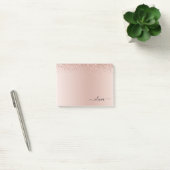 Roze Rose Gold Brushed Metal Monogram Name Post-it® Notes (Kantoor)