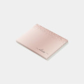 Roze Rose Gold Brushed Metal Monogram Name Post-it® Notes (Schuin)